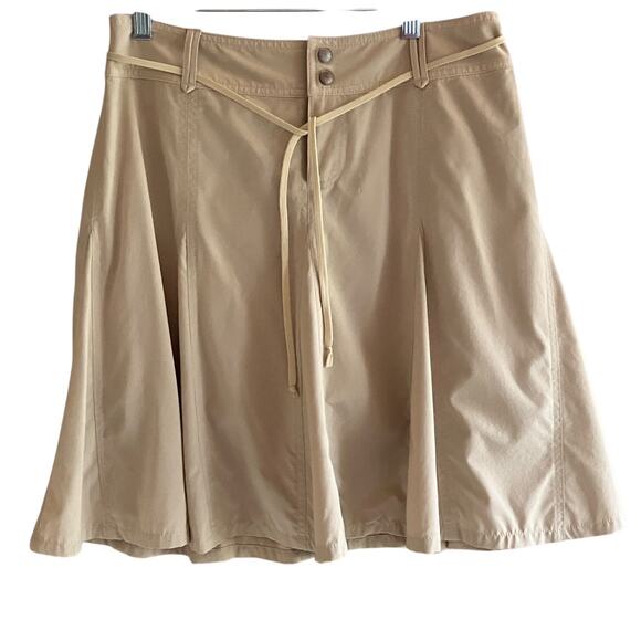 Athleta Dresses & Skirts - Athleta Whatever Pleated Skort Skirt w/Shorts Khaki Tan Tie Belt 8 Tennis